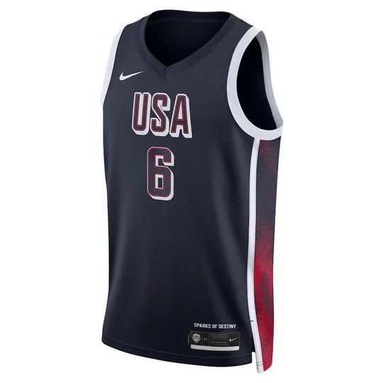 Camisa USA Basquete 2024 Nike Swingman Jersey Unisex LeBron James 6 Azul
