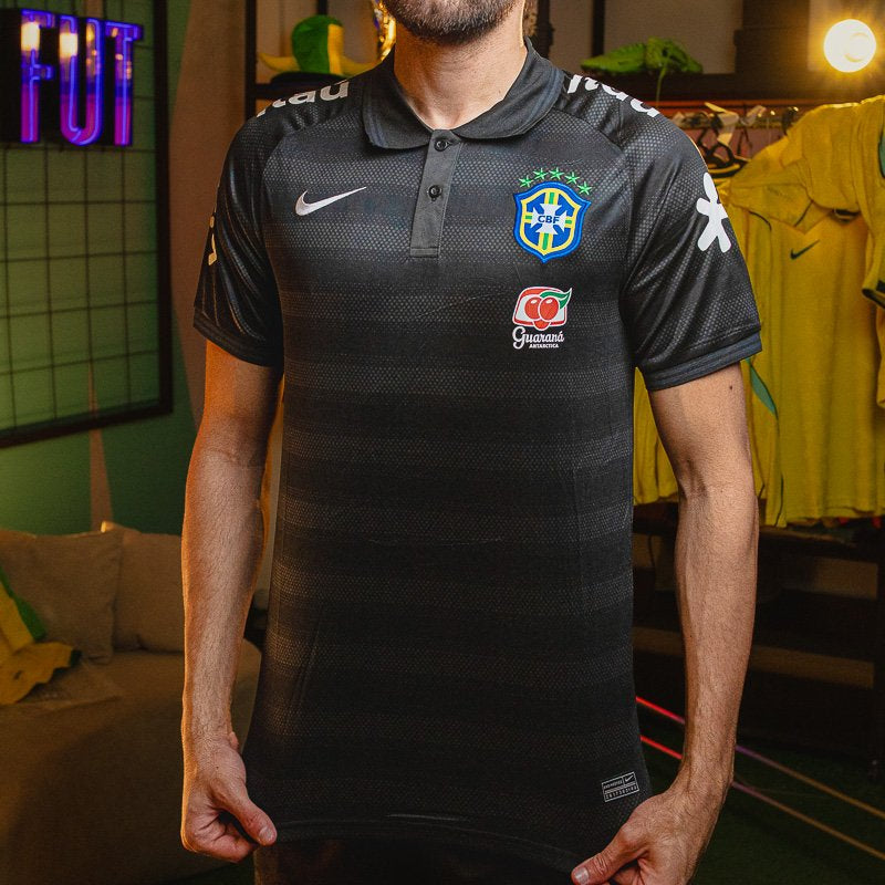 Camisa Polo Brasil Guaraná Preto Grafite