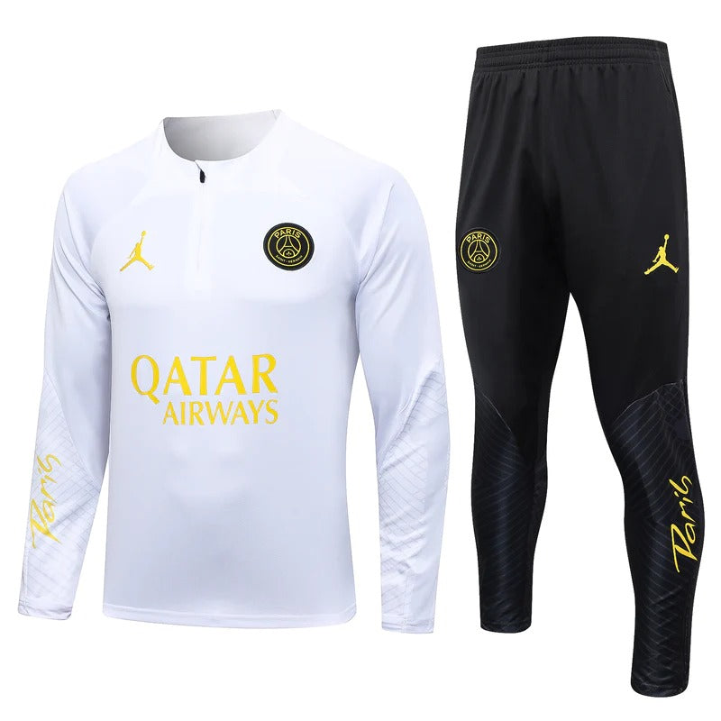 Conjunto Treino PSG Ziper Curto Branco 2023/24