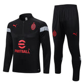 Conjunto Treino Milan Ziper Curto Preto 2023/24