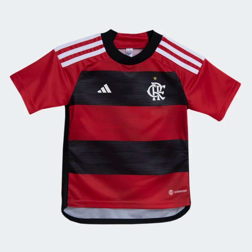 conjunto-infantil-flamengo-criança-short-camisa-preto-vermelho-home-2024